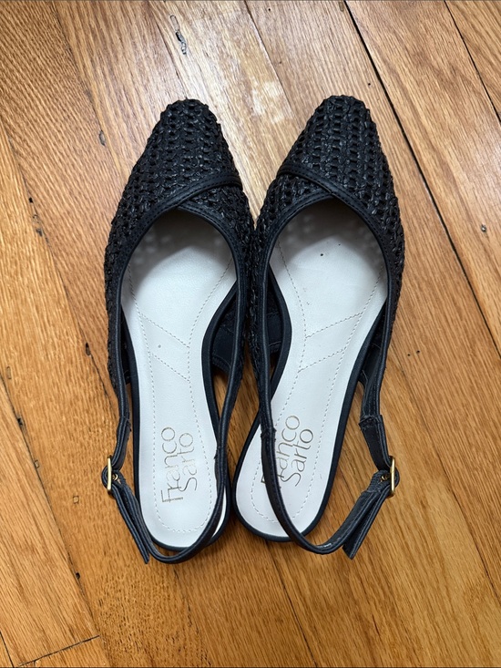 Franco Sarto Shoes - Franco Sarto Black Woven Pointed Slingback Flats